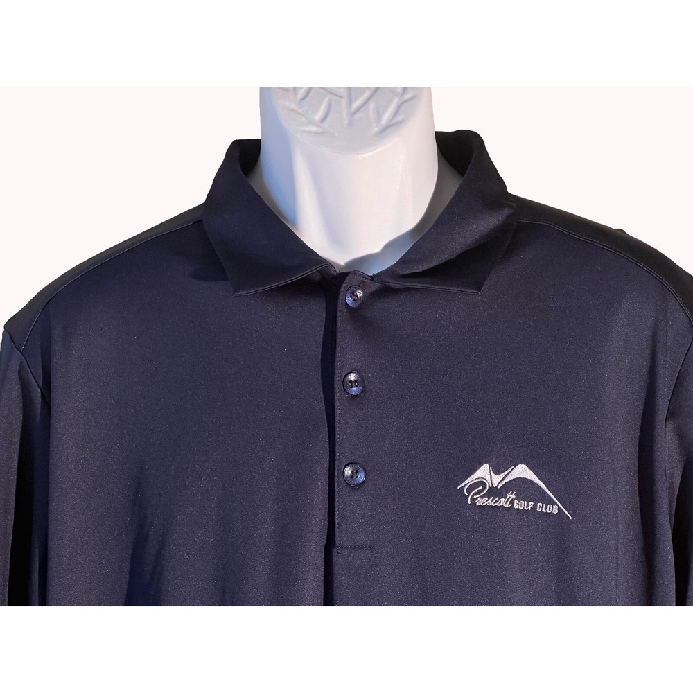 ANTIGUA Mens Short Sleeve Button Down Prescott Golf Club Polo Shirt Blue Large - Picture 2 of 5